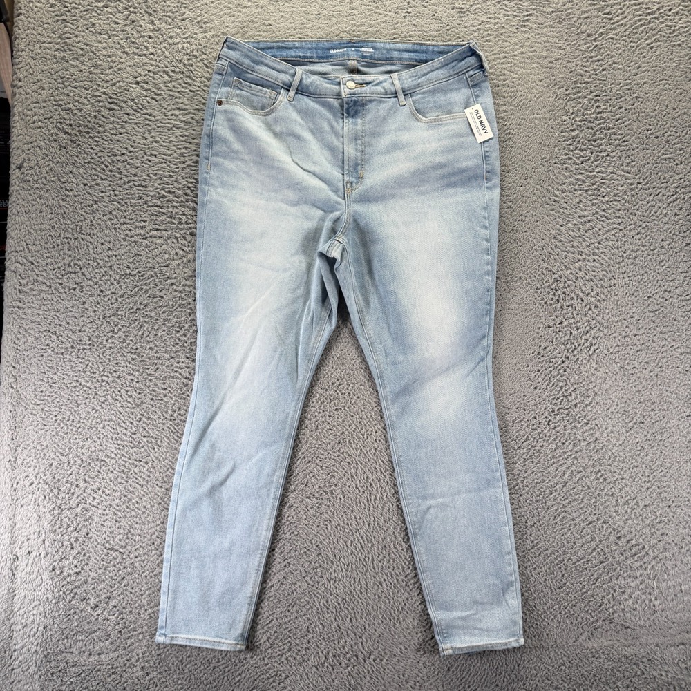 Old Navy Rockstar Jeans Womens 16 Blue Cotton Denim Skinny Leg Faded Stretch